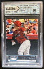 2011 Bowman Mike Trout Topps 100 Rookie RC #TP90 Angels GEM 10