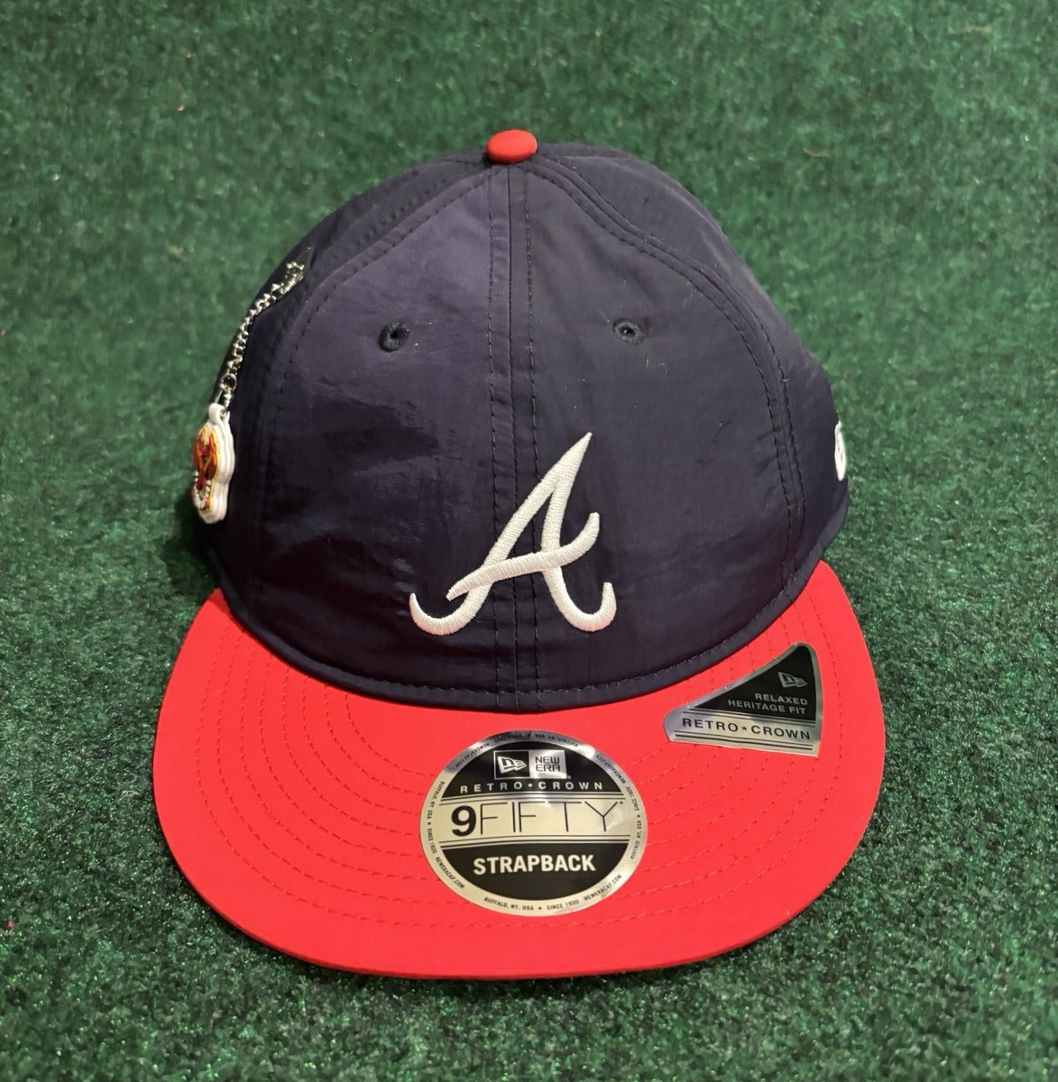 Atlanta Braves New Era MLB Team Color Retro Crown Flat Strapback Hat Cap w/  Pin