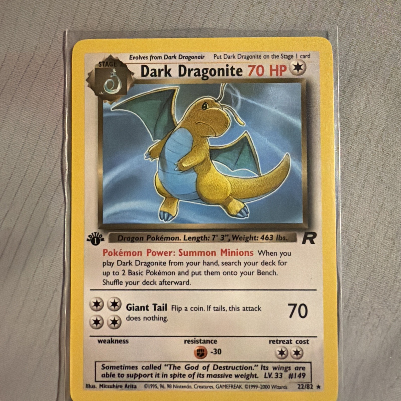 2000 Pokemon Team Rocket 1st Edition Dark Dragonite 22/82 NM
