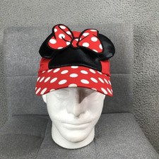 Disney Minnie Mouse Hat Cap Strap Back Red Polka Dot Bow Ears Womens One Size