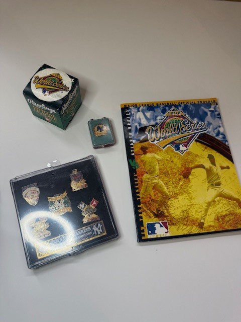 NY Yankees 1996 World Series lot: Balfour Press Pin, Unopened WS Baseball + more