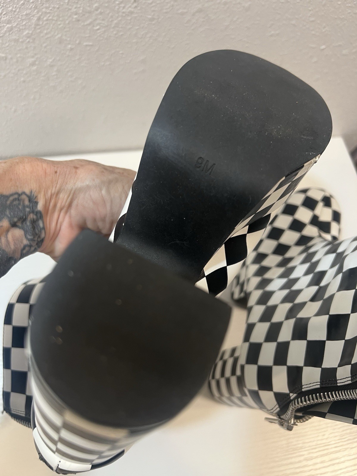 Current Mood Boots 9 Checkered Platform Ankle Boo… - image 17