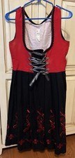Vintage Red Black Bavarian German Dirndl by Rose Dirndl Size 44 EU Oktoberfest