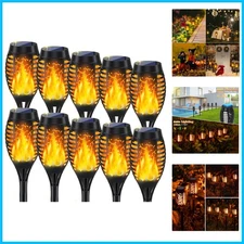 10Pack Waterproof Solar Lights - Flickering Flame Ambiance for Yard and Garden