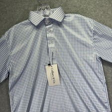 Collars  Co Dress Collar Polo Shirt Mens Small Blue Check Performance Stretch