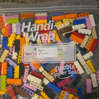 LEGO Bulk Lot 200 Mixed Multicolor Plastic Bricks & Pieces in Bag