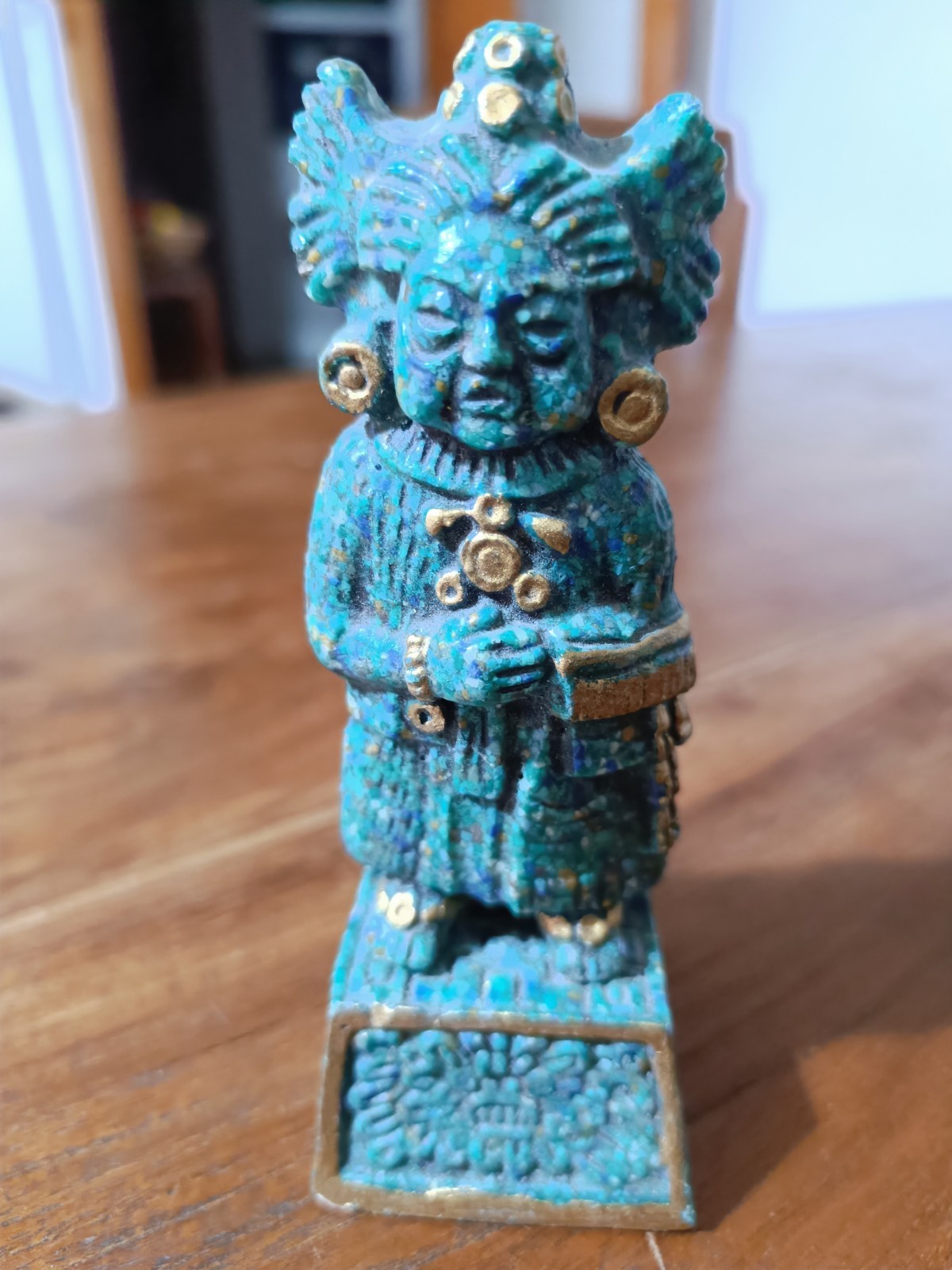 Guerriero Maya statuetta malachite verde vintage