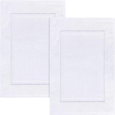 Cotton Bath Mat, 21x34 in, 2 Pack, White Soft 100 Ring Spun Cotton Floor Mat