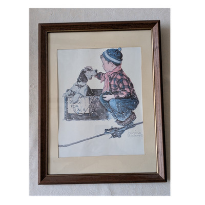 Norman Rockwell Boy and Dog Framed Print, Americana, Portrait