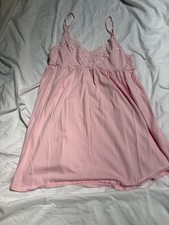 VINTAGE Victoria's Secret Camisole Babydoll Size S Pink Cotton Lace