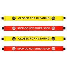 4Pcs Restroom Closed for Cleaning Sign with Magnetic Ends, Magnetic Nylon Safety
