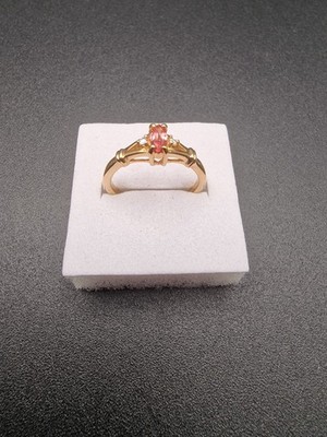 18kt Gold Imperial Topas Diamant Ring Größe N Naturtopas 0,25ct Pfirsichfarbe