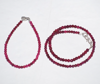 Labor Rubin Edelstein Schmuck Set 925 Sterling Silber Armband 8” & 16”...