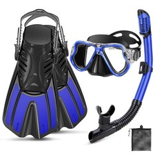 Snorkeling Gear for Adults, 4 in 1 Adult Snorkel Set with Panoramic View Snorkel
