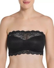 SPANX Undie-tectable Lace Overlay Lined Bandeau Bralette Black Size XL New