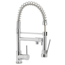 Kitchen Sink Tap Mixer Chrome Single Lever Pull Out Spring Neck Spout Faucet