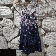 Aeropostale Floral Tiered Ruffle Sundress Women’s M Boho Spaghetti 100% Cotton