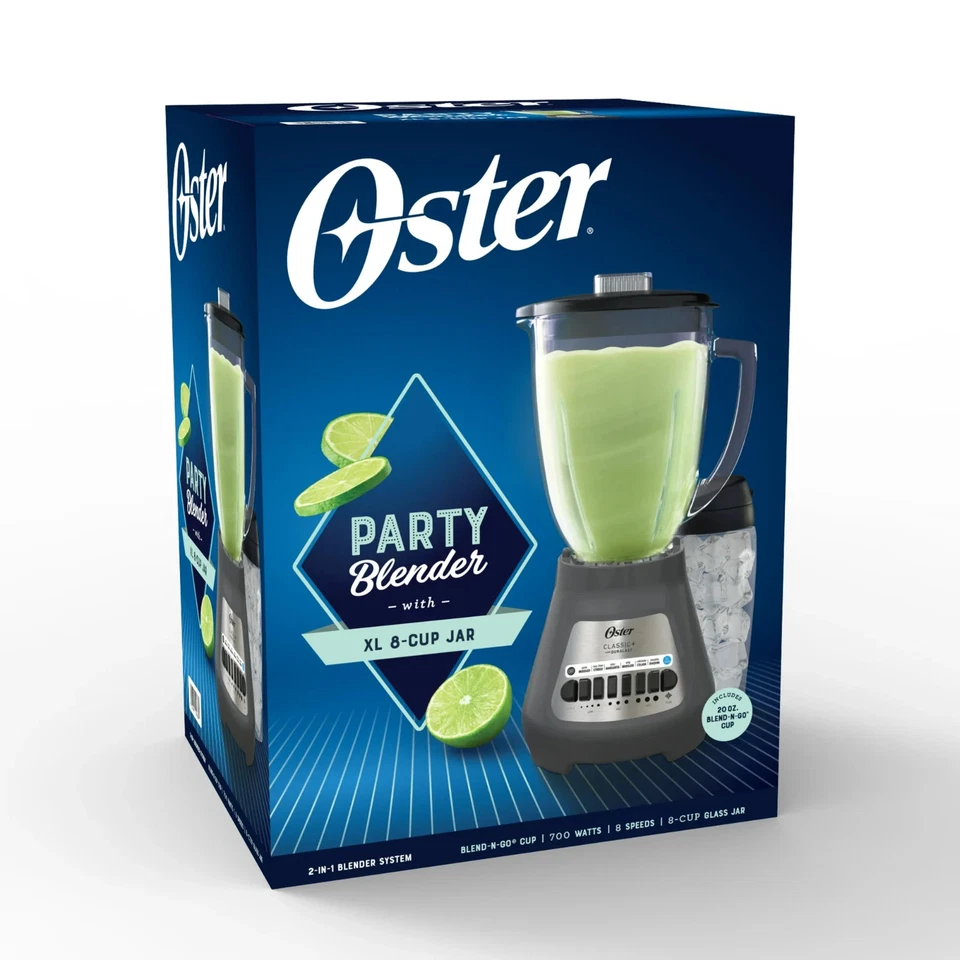 Oster Party Blender XL, 8-Cup Glass Jar Blender with 20oz Blend-N-Go Cup,8 Speed - Image 2 of 4