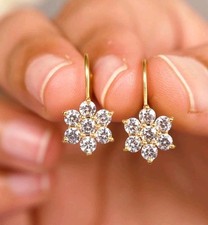 0.60 Ct Treated Certified White Diamond Solitaire Dangler Earrings, 925 Silver