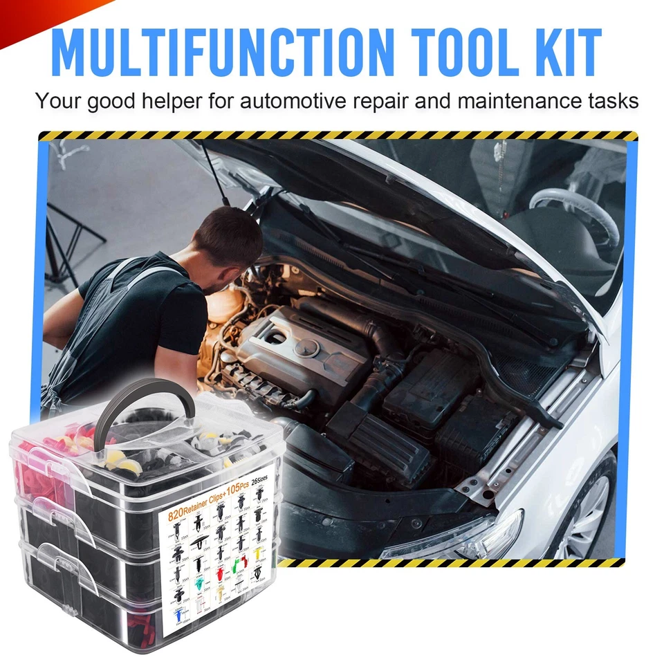 925PCS Car Retainer Clips & Fasteners Push Trim Clips Fender Rivet Bumper Kit Foto 4 de 4