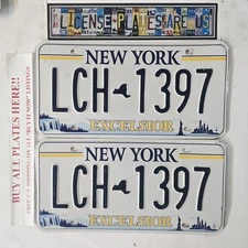NEW YORK LICENSE PLATE PAIR 🔥FREE📬🔥 LCH 1397 ~ EXCELSIOR MATCHING TAG SET