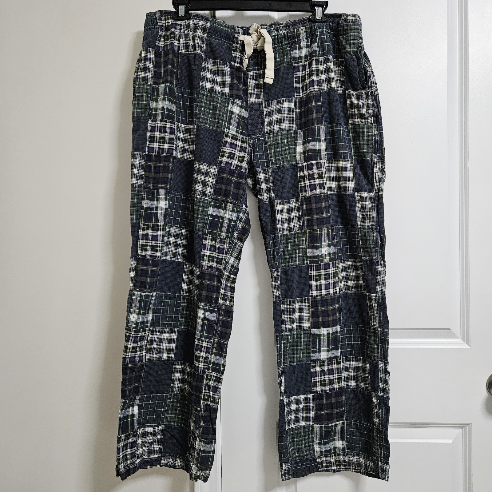 Y2K American Eagle Plaid Patchwork Dorm Pants Dra… - image 1