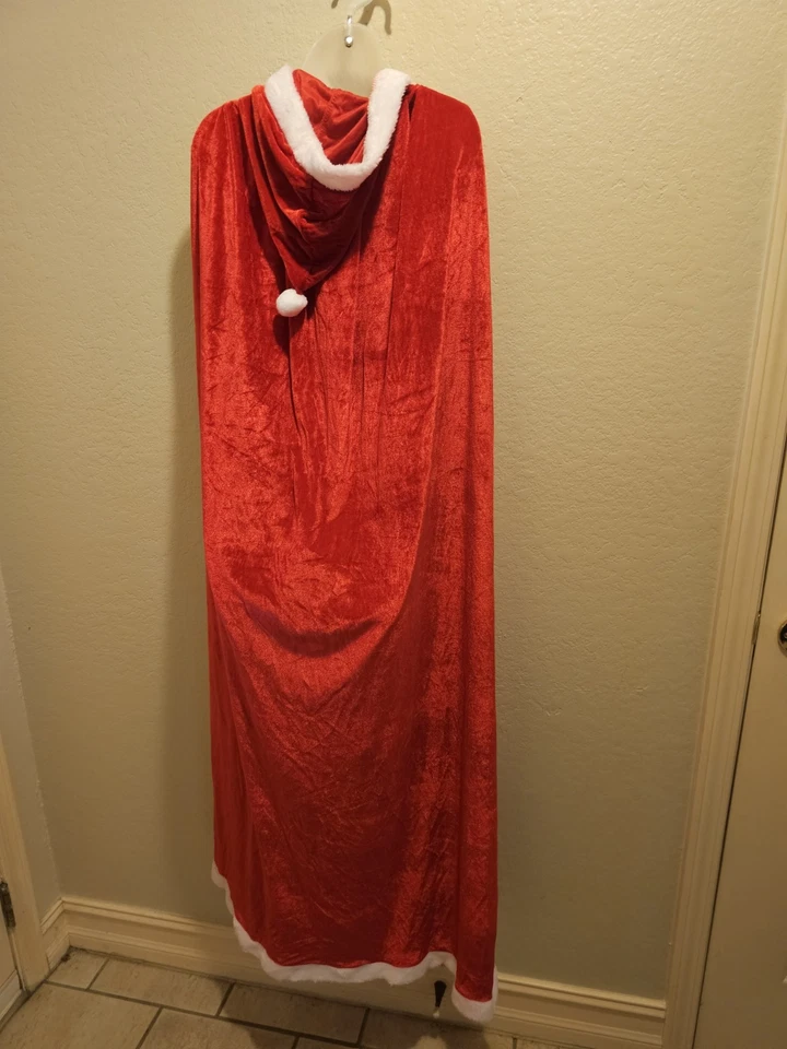 Fantasia feminina de festa de inverno sexy capa de Papai Noel capa com capuz Natal - Imagem 4 de 4