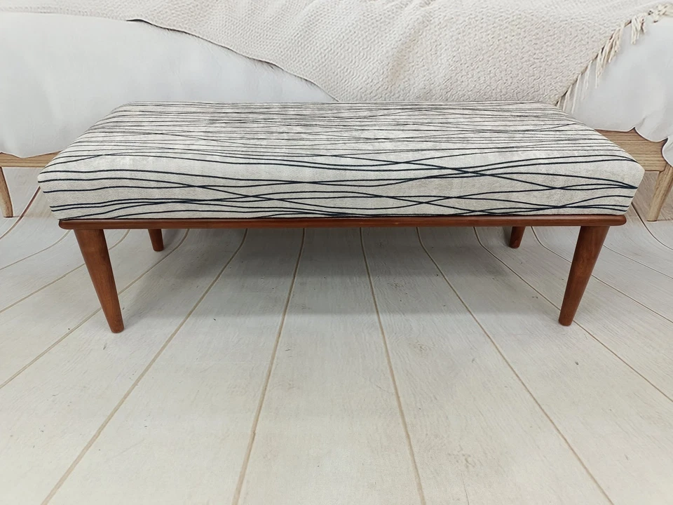 Footstool Bench Wood Work Bench Piano Bench Striped Bench Sitting Bench - Image 4 of 4