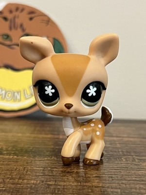 Littlest Pet Shop Deer #634 Fawn Brown Flower Eyes Hasbro G2 Authentic LPS