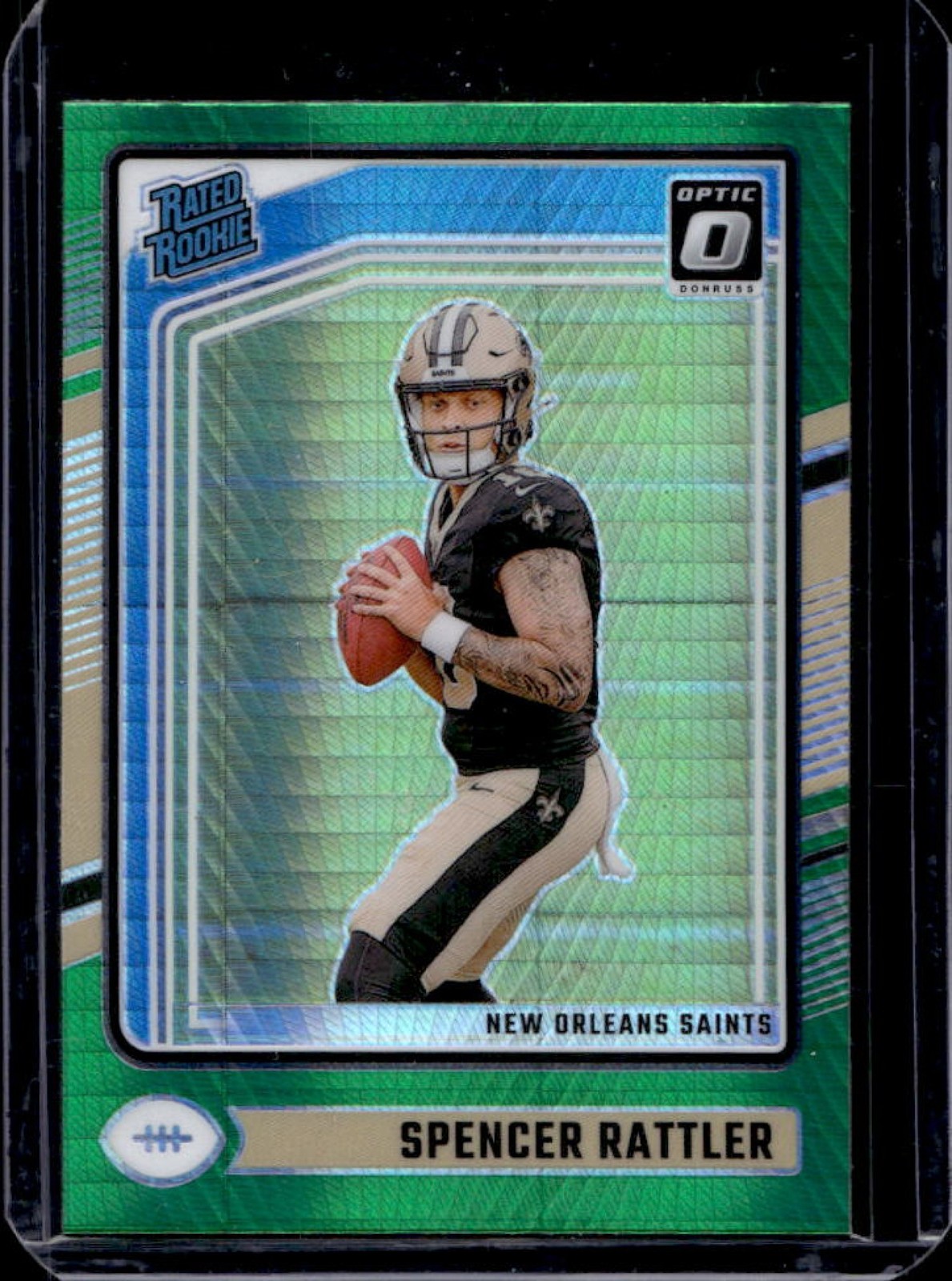 2024 Donruss Optic Spencer Rattler Green Hyper Rated Rookie #289 Saints
