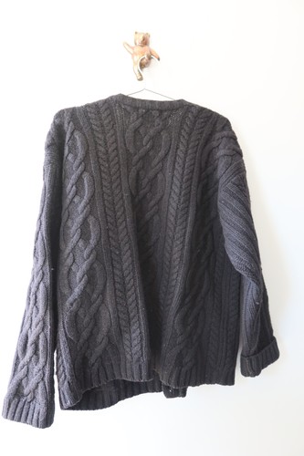 Men’s EMS Eastern Mountain Sports Black Cable Knit Wool Cardigan Fall Size L - Picture 5 of 6