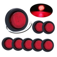 8 Pcs 2 Inch Red Round 9 LED Clearance Side Marker Lights with Red 8 Pcs