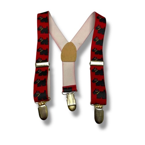 Red Scottie Dog Pattern Suspenders Toddler Size