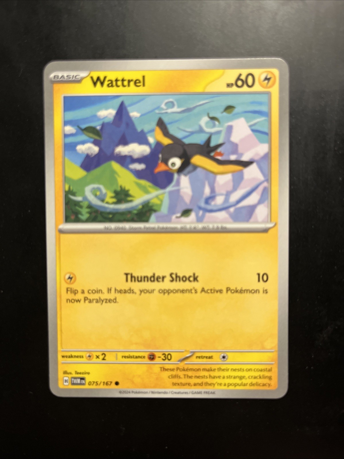 Wattrel #75 2024 Scarlet - Violet Series - Twilight Masquerade Common Pokemon NM