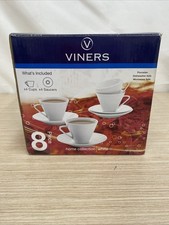 Viners Lot De Tasses Et Soucoupes En Porcelaine Blanc 4 Neuf