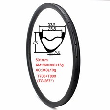 29er 25mm Depth MTB Mountain Bike Carbon Fiber Rim MTB Bicycle Hookless Ring
