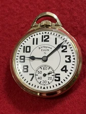 1951 Elgin "BW Raymond" 16s & 21j W/8Adj. Railroad Pocket Watch-Runs Great