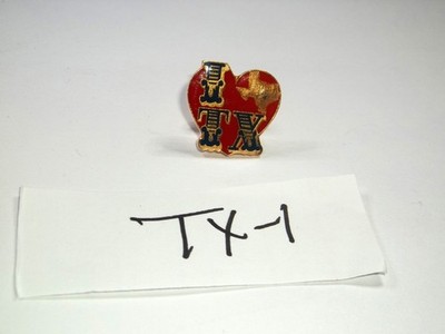 Vintage pretty gold tone designed I love Texas hat or lapel pin plastic tacks