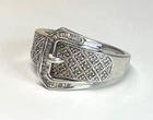 Vintage Sterling Silver 925 Diamond Belt Buckle Band Size 6.5