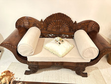 Divano SOFà POLTRONA PANCA ETNICO in teak indonesiano LEGNO MASSENNO ARTE DECO