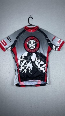 Mad Dog Cycles Jersey Mens Large Gray Red Verge Sport Short Sleeve Zip Cycling