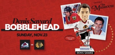    Denis Savard Bobblehead Chicago Blackhawks SGA  11/23/25 Presale NIB