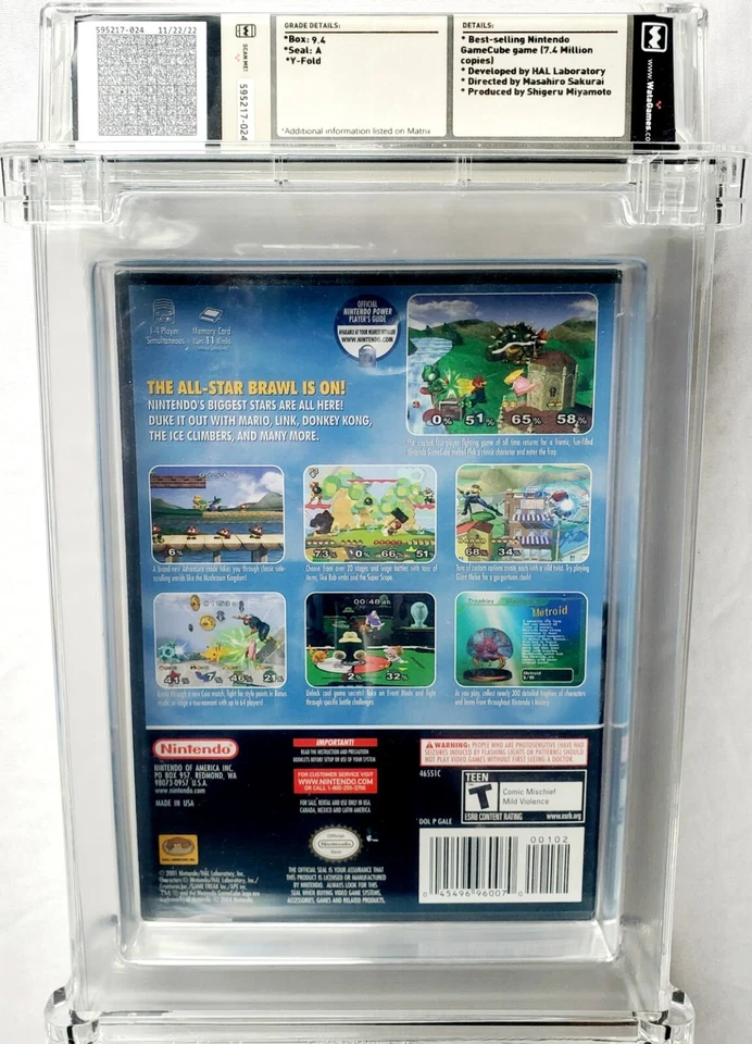WATA 9.4 A Super SMASH BROS MELEE Nintendo GameCube Black Label Factory Sealed! - Image 4 of 4