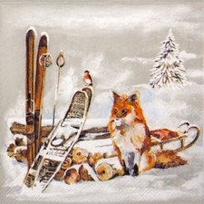 AMBIENTE COCKTAIL NAPKINS - Pack of 4 or Pack of 20 - FOX AND ROBIN (BC56)