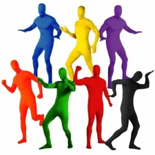 Adult 2nd Skin Full Body Suit Blue, Yellow, Green, Purple, Orange, Red