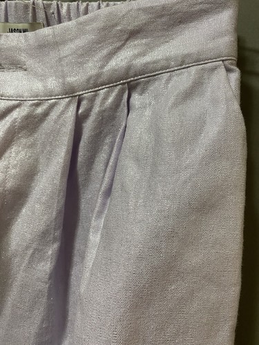 NWOT Jason Wu Zip Front Linen Cotton Foil Hi-Rise Wide-Leg Pants SZ XS Lavender - Picture 9 of 11