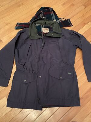 Woolrich Mens M Fieldstone Work Jacket 6116 Navy Wool Lined Coat