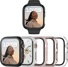 Haojavo 5 Pack Hard PC Case with Tempered Glass Screen Protector for Apple Watch