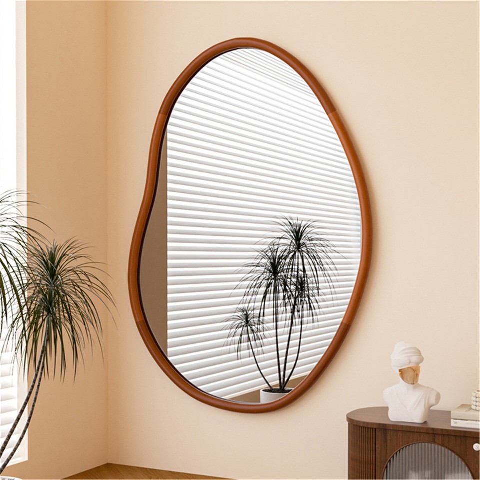 LUVODI Irregular Wall Mirror Brown Asymmetrical Mirror Modern Boho Wall