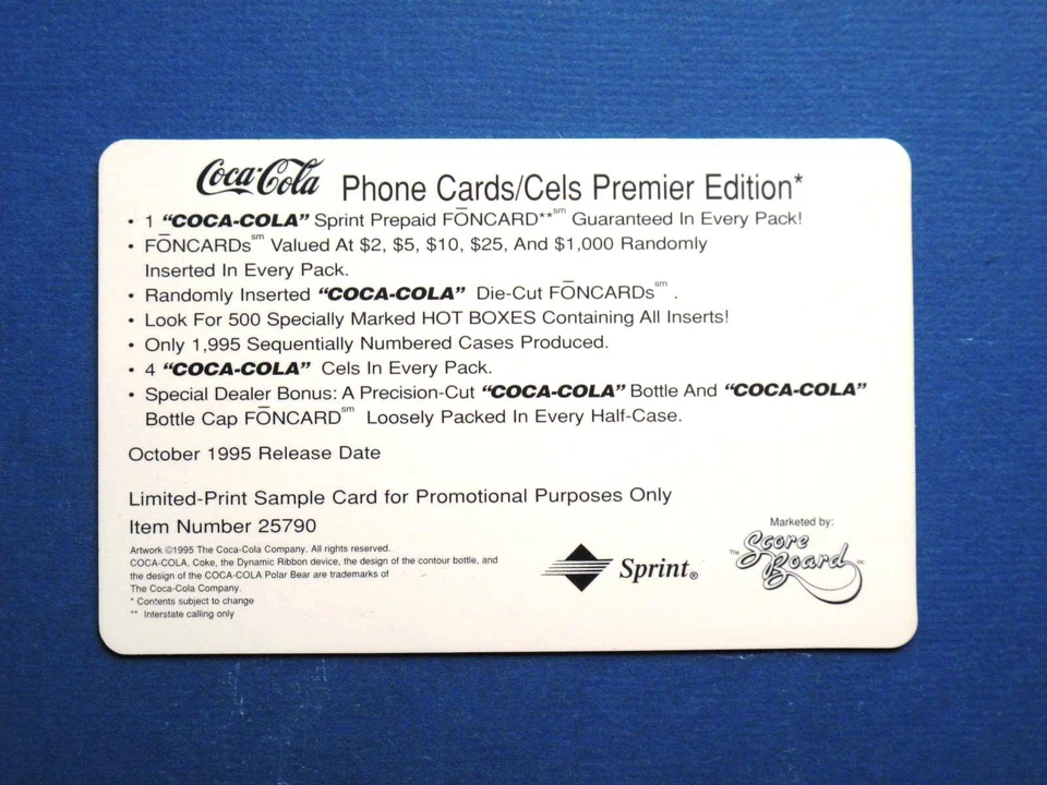 Tarjeta telefónica Cola-Cola Polar Bear 1995 de Sprint muestra especial edición de $25 Foto 3 de 4